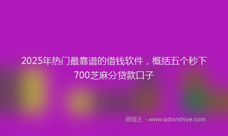 2025年热门最靠谱的借钱软件，概括五个秒下700芝麻分贷款口子