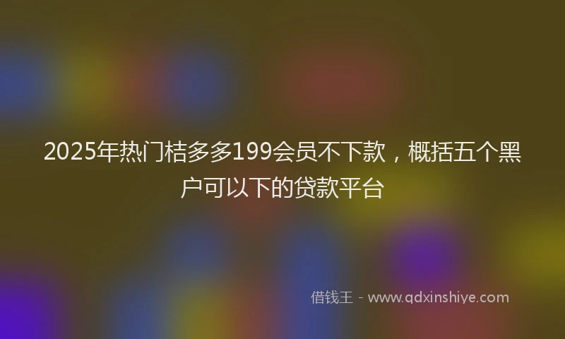 2025年热门桔多多199会员不下款，概括五个黑户可以下的贷款平台