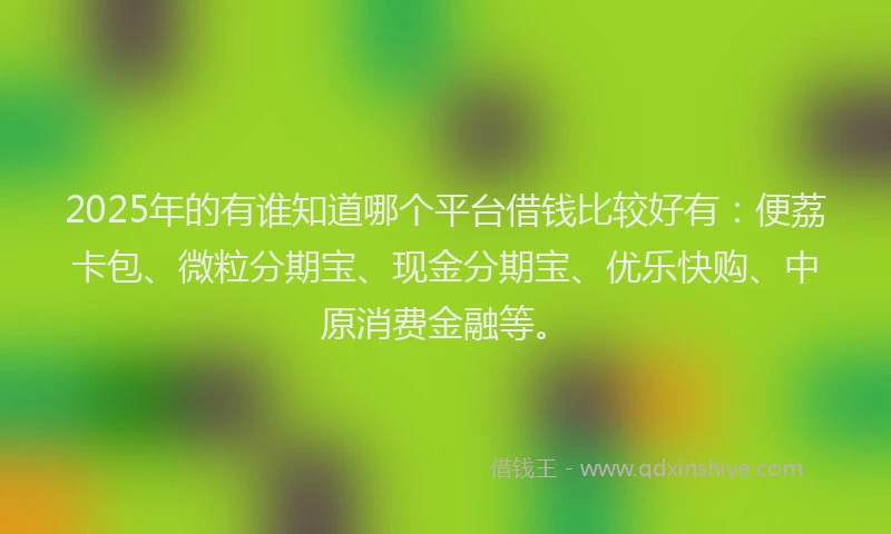 2025年的有谁知道哪个平台借钱比较好有：便荔卡包、微粒分期宝、现金分期宝、优乐快购、中原消费金融等。