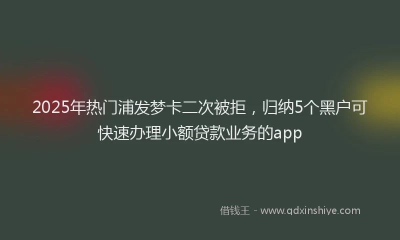 2025年热门浦发梦卡二次被拒，归纳5个黑户可快速办理小额贷款业务的app