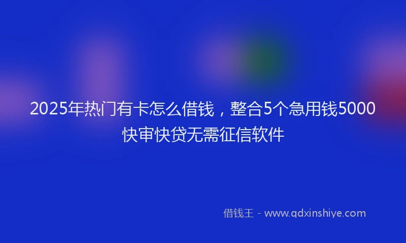 2025年热门有卡怎么借钱，整合5个急用钱5000快审快贷无需征信软件