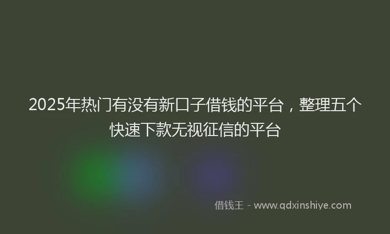 2025年热门有没有新口子借钱的平台，整理五个快速下款无视征信的平台