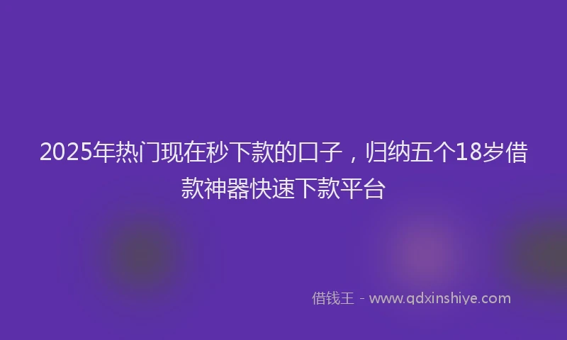 2025年热门现在秒下款的口子，归纳五个18岁借款神器快速下款平台