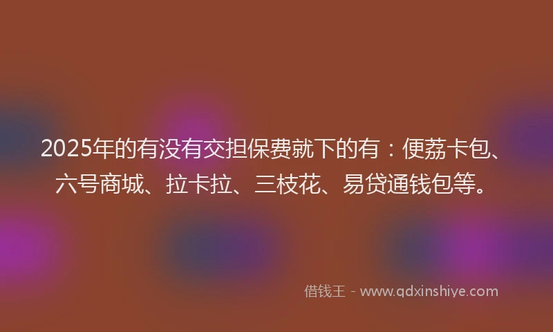 2025年的有没有交担保费就下的有：便荔卡包、六号商城、拉卡拉、三枝花、易贷通钱包等。