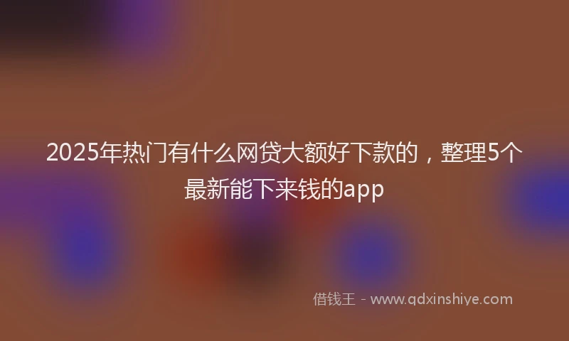2025年热门有什么网贷大额好下款的，整理5个最新能下来钱的app