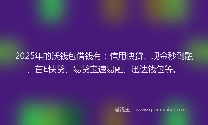 2025年的沃钱包借钱有：信用快贷、现金秒到融、首E快贷、易贷宝速易融、迅达钱包等。