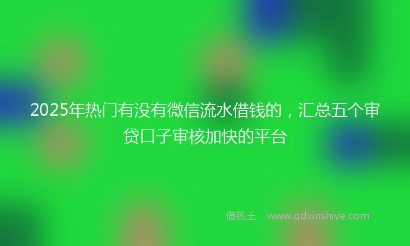 2025年热门有没有微信流水借钱的，汇总五个审贷口子审核加快的平台