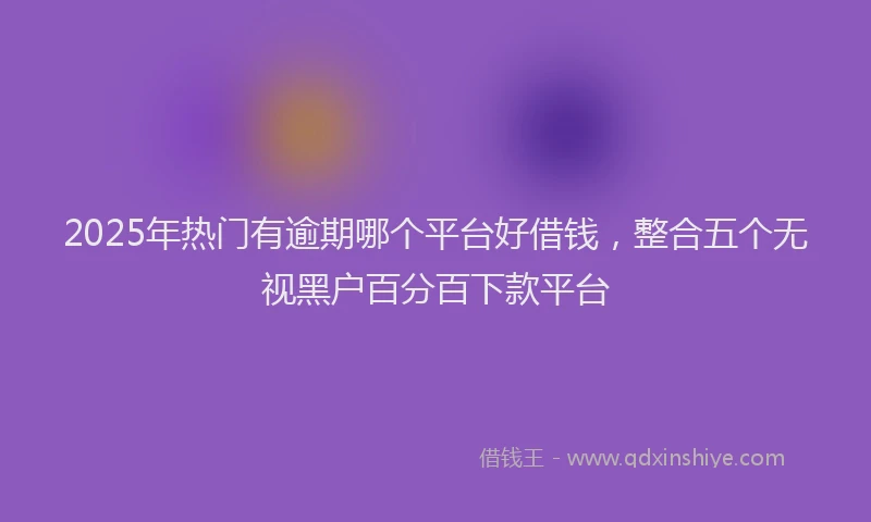 2025年热门有逾期哪个平台好借钱，整合五个无视黑户百分百下款平台