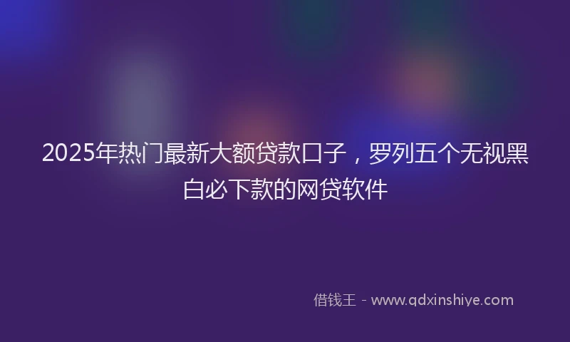 2025年热门最新大额贷款口子，罗列五个无视黑白必下款的网贷软件