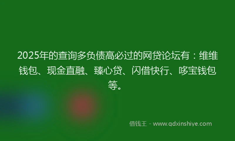 2025年的查询多负债高必过的网贷论坛有：维维钱包、现金直融、臻心贷、闪借快行、哆宝钱包等。