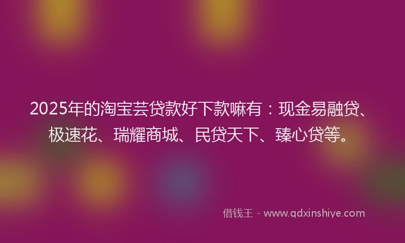 2025年的淘宝芸贷款好下款嘛有：现金易融贷、极速花、瑞耀商城、民贷天下、臻心贷等。