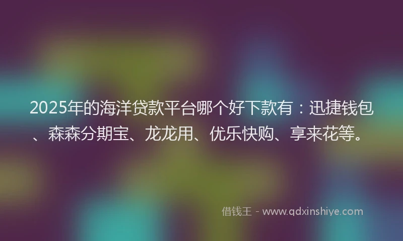 2025年的海洋贷款平台哪个好下款有：迅捷钱包、森森分期宝、龙龙用、优乐快购、享来花等。