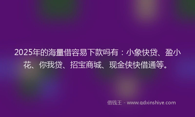 2025年的海量借容易下款吗有：小象快贷、盈小花、你我贷、招宝商城、现金侠快借通等。