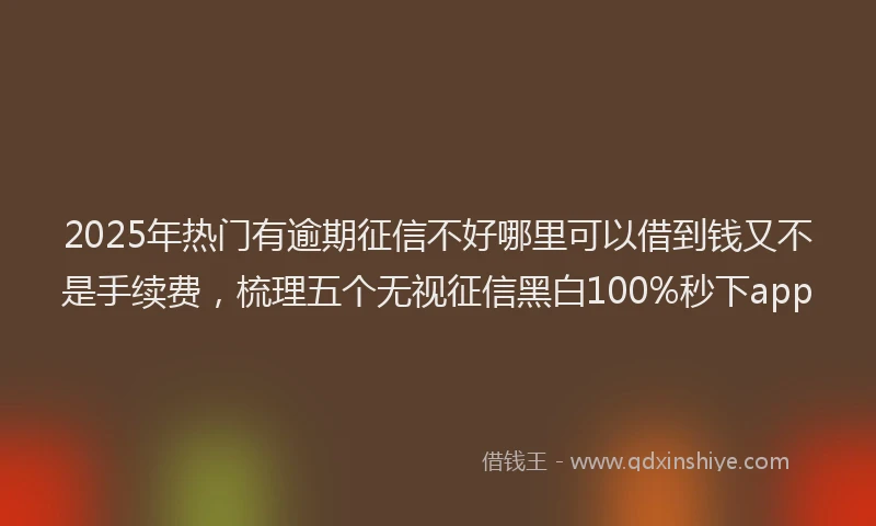 2025年热门有逾期征信不好哪里可以借到钱又不是手续费，梳理五个无视征信黑白100%秒下app