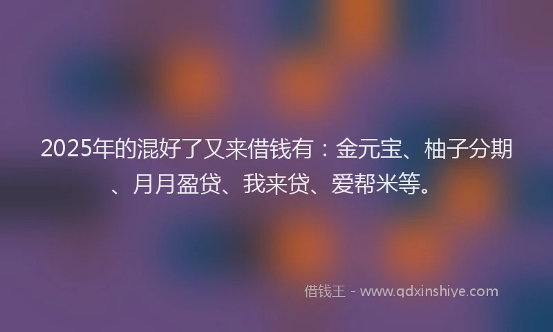2025年的混好了又来借钱有：金元宝、柚子分期、月月盈贷、我来贷、爱帮米等。