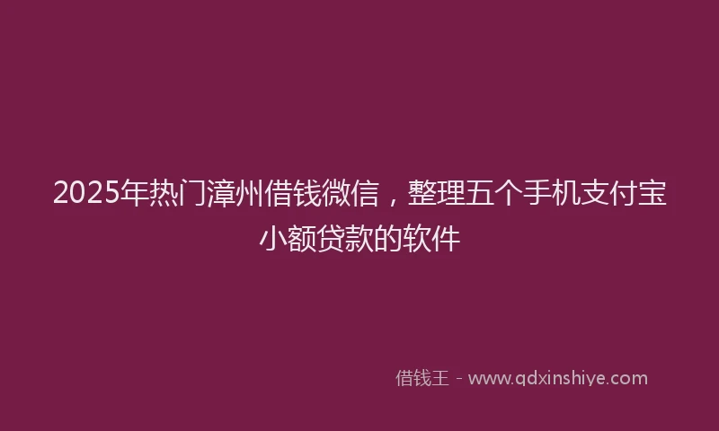 2025年热门漳州借钱微信，整理五个手机支付宝小额贷款的软件