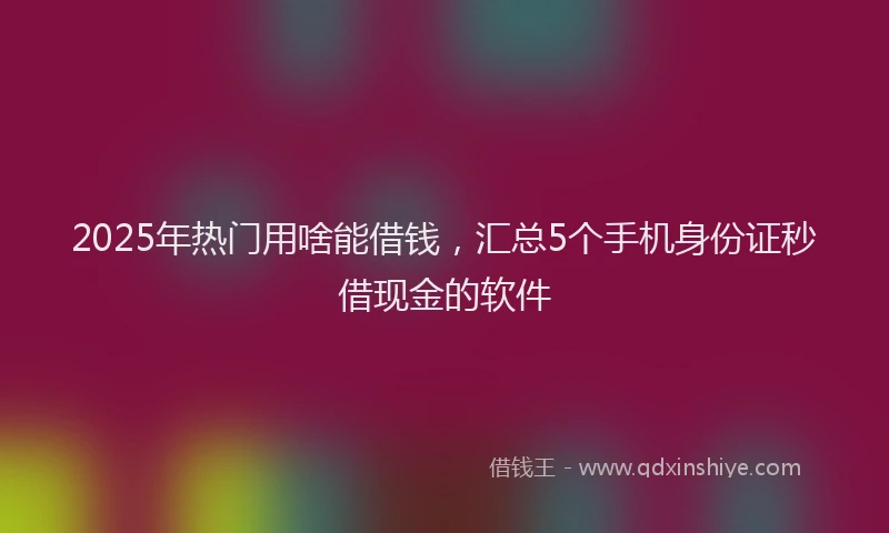 2025年热门用啥能借钱，汇总5个手机身份证秒借现金的软件