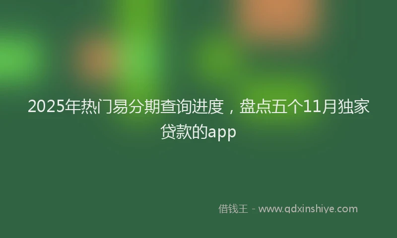 2025年热门易分期查询进度，盘点五个11月独家贷款的app