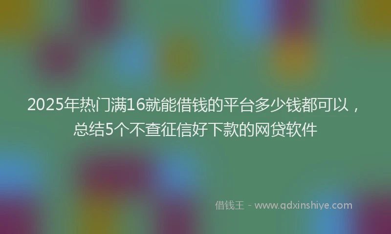2025年热门满16就能借钱的平台多少钱都可以，总结5个不查征信好下款的网贷软件