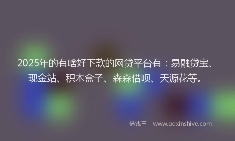 2025年的有啥好下款的网贷平台有：易融贷宝、现金站、积木盒子、森森借呗、天源花等。