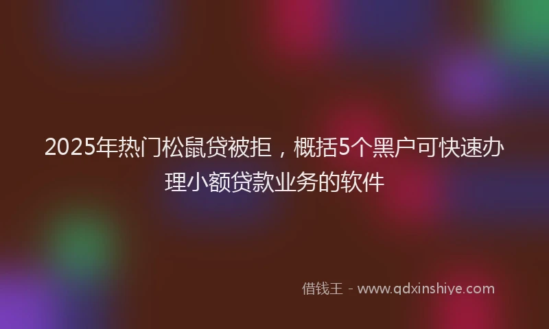 2025年热门松鼠贷被拒，概括5个黑户可快速办理小额贷款业务的软件