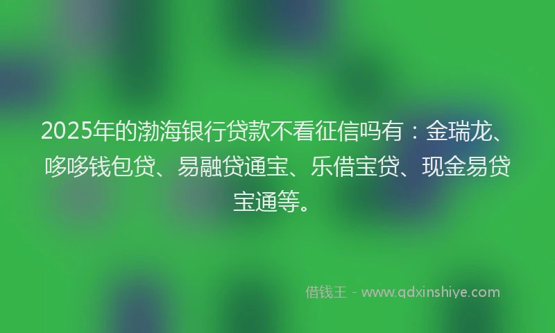 2025年的渤海银行贷款不看征信吗有：金瑞龙、哆哆钱包贷、易融贷通宝、乐借宝贷、现金易贷宝通等。