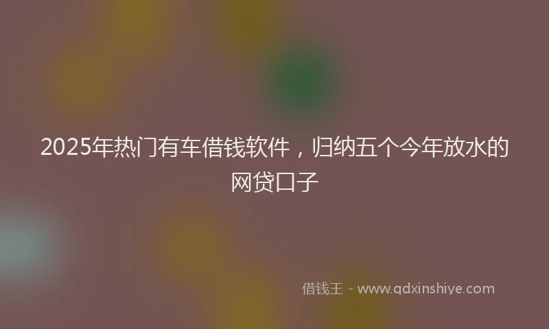 2025年热门有车借钱软件，归纳五个今年放水的网贷口子
