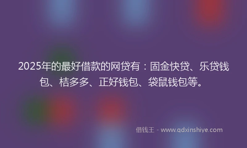 2025年的最好借款的网贷有：固金快贷、乐贷钱包、桔多多、正好钱包、袋鼠钱包等。