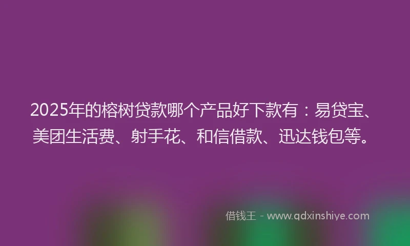2025年的榕树贷款哪个产品好下款有：易贷宝、美团生活费、射手花、和信借款、迅达钱包等。