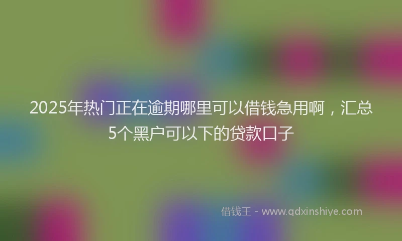 2025年热门正在逾期哪里可以借钱急用啊，汇总5个黑户可以下的贷款口子