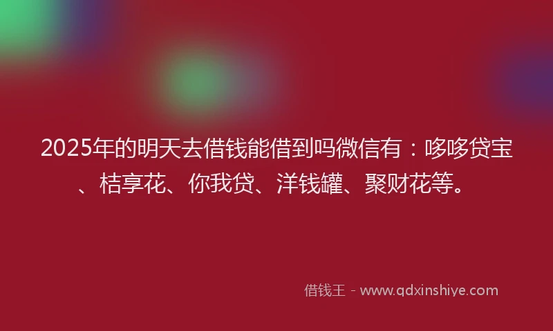 2025年的明天去借钱能借到吗微信有：哆哆贷宝、桔享花、你我贷、洋钱罐、聚财花等。