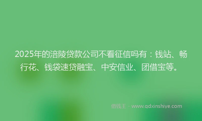 2025年的涪陵贷款公司不看征信吗有：钱站、畅行花、钱袋速贷融宝、中安信业、团借宝等。