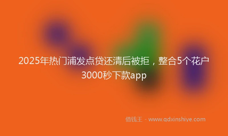 2025年热门浦发点贷还清后被拒，整合5个花户3000秒下款app