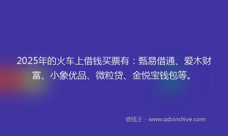 2025年的火车上借钱买票有：甄易借通、爱木财富、小象优品、微粒贷、金悦宝钱包等。