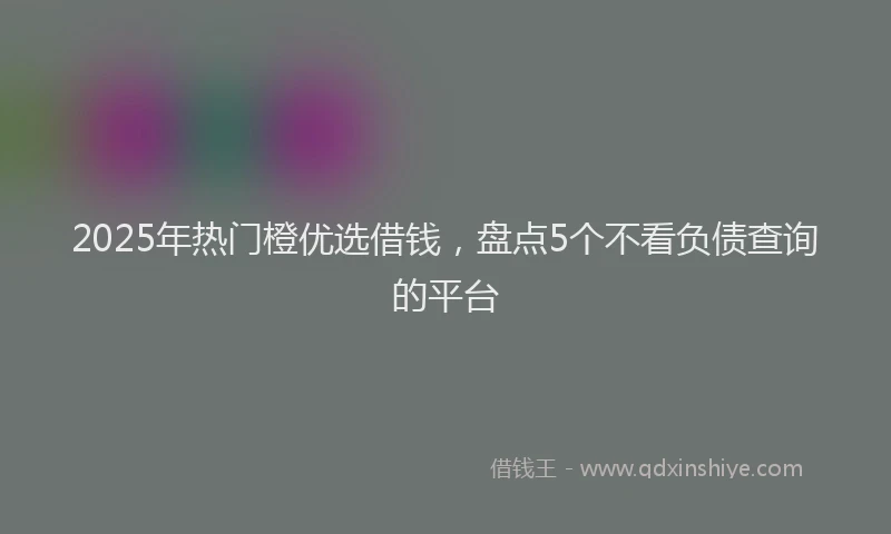 2025年热门橙优选借钱，盘点5个不看负债查询的平台