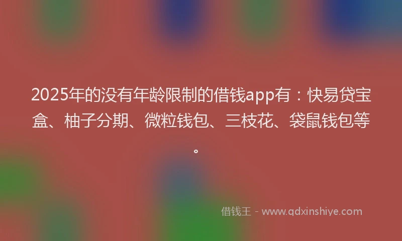 2025年的没有年龄限制的借钱app有：快易贷宝盒、柚子分期、微粒钱包、三枝花、袋鼠钱包等。