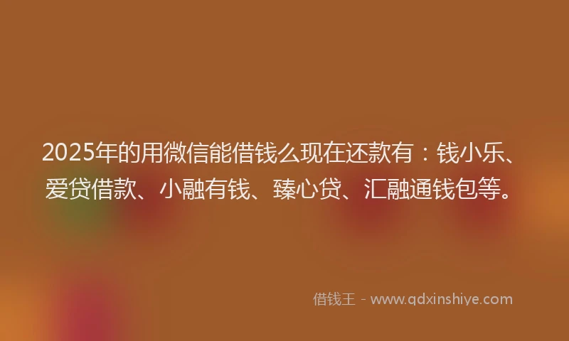 2025年的用微信能借钱么现在还款有：钱小乐、爱贷借款、小融有钱、臻心贷、汇融通钱包等。