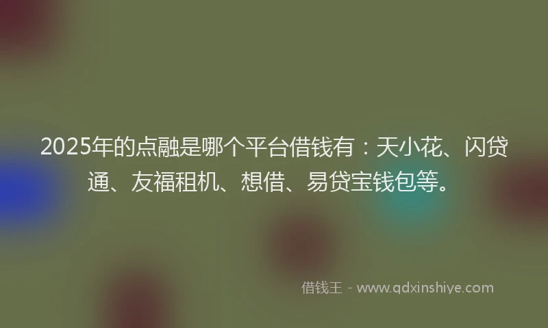 2025年的点融是哪个平台借钱有：天小花、闪贷通、友福租机、想借、易贷宝钱包等。