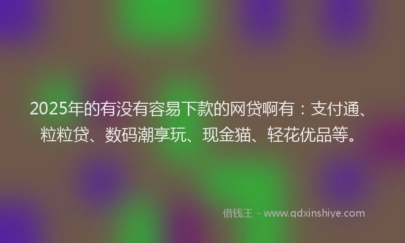 2025年的有没有容易下款的网贷啊有：支付通、粒粒贷、数码潮享玩、现金猫、轻花优品等。