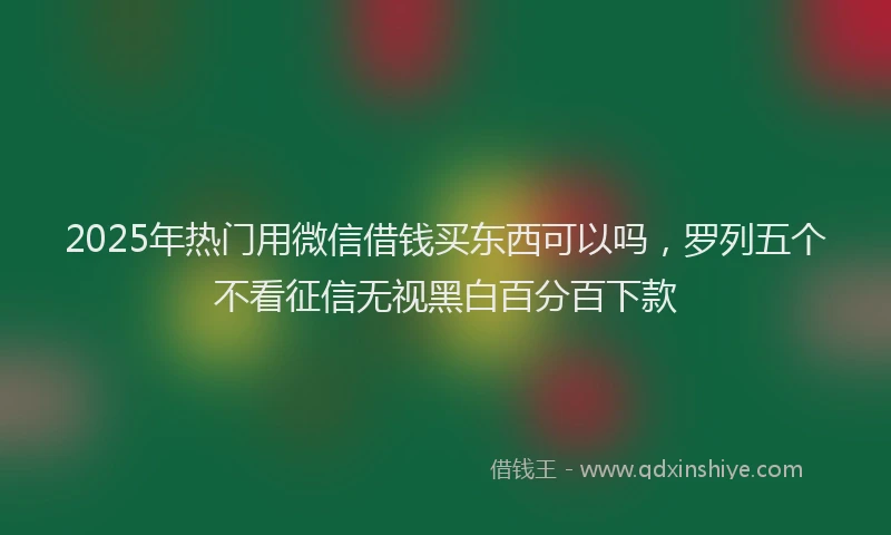 2025年热门用微信借钱买东西可以吗，罗列五个不看征信无视黑白百分百下款