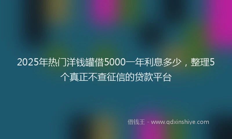 2025年热门洋钱罐借5000一年利息多少，整理5个真正不查征信的贷款平台