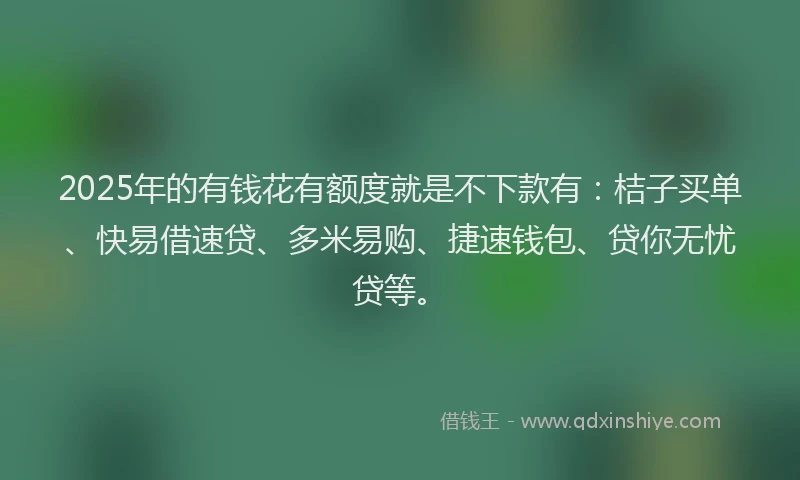 2025年的有钱花有额度就是不下款有：桔子买单、快易借速贷、多米易购、捷速钱包、贷你无忧贷等。