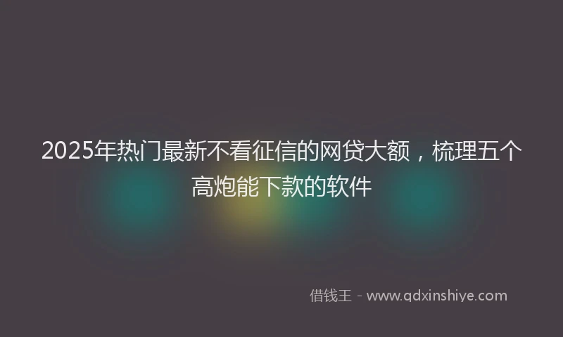2025年热门最新不看征信的网贷大额，梳理五个高炮能下款的软件