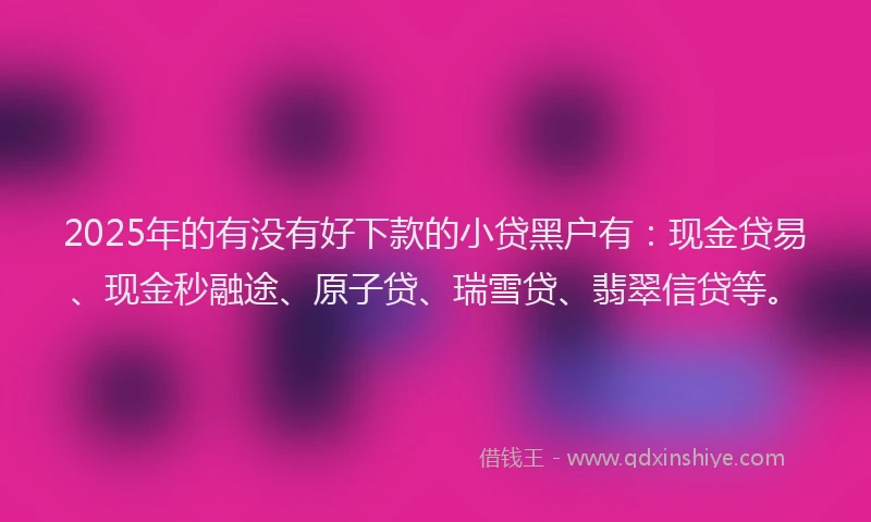 2025年的有没有好下款的小贷黑户有：现金贷易、现金秒融途、原子贷、瑞雪贷、翡翠信贷等。