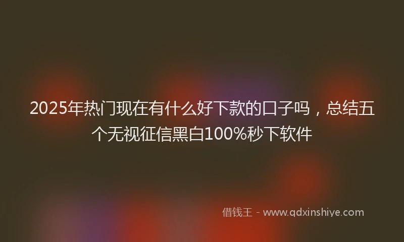 2025年热门现在有什么好下款的口子吗，总结五个无视征信黑白100%秒下软件
