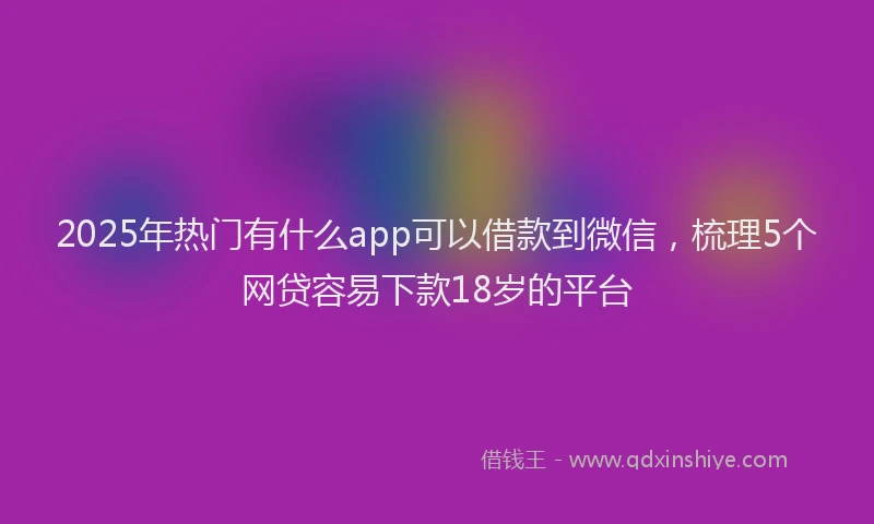 2025年热门有什么app可以借款到微信，梳理5个网贷容易下款18岁的平台
