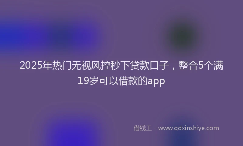 2025年热门无视风控秒下贷款口子，整合5个满19岁可以借款的app