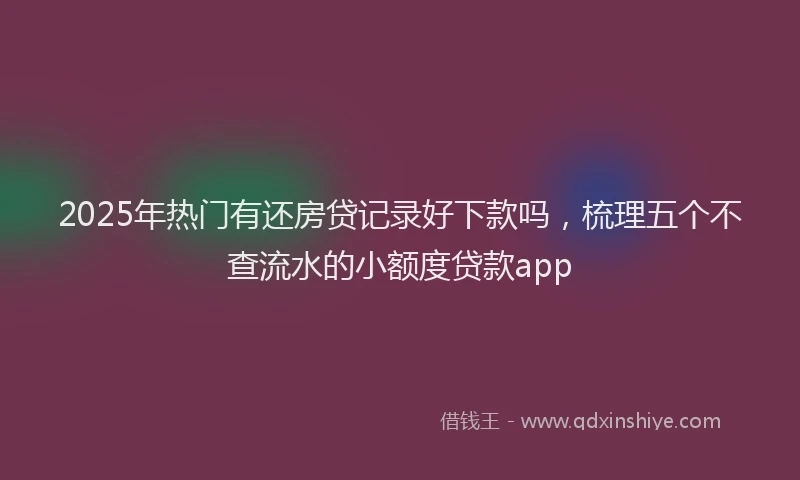 2025年热门有还房贷记录好下款吗，梳理五个不查流水的小额度贷款app