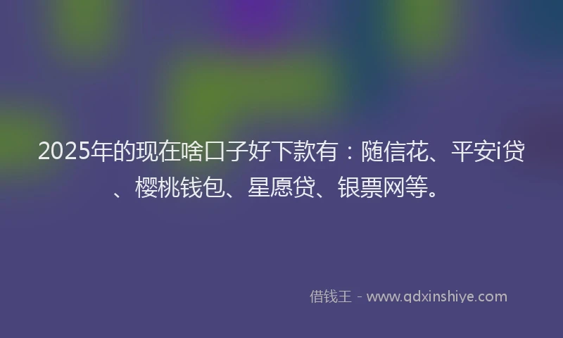 2025年的现在啥口子好下款有：随信花、平安i贷、樱桃钱包、星愿贷、银票网等。
