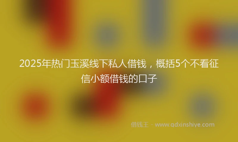 2025年热门玉溪线下私人借钱，概括5个不看征信小额借钱的口子